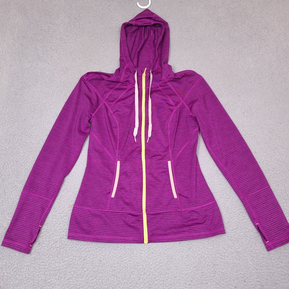 Lukka Hoodie Womens Medium Purple Full Zip Striped‎ Lightweight Performance